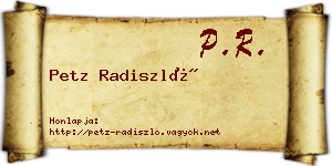 Petz Radiszló névjegykártya